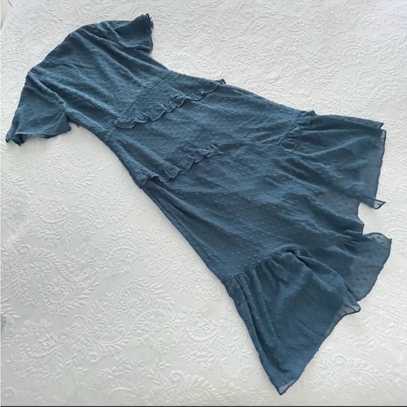 Lulu's Blue Ruffle Midi Dress - Picture 4 of 7